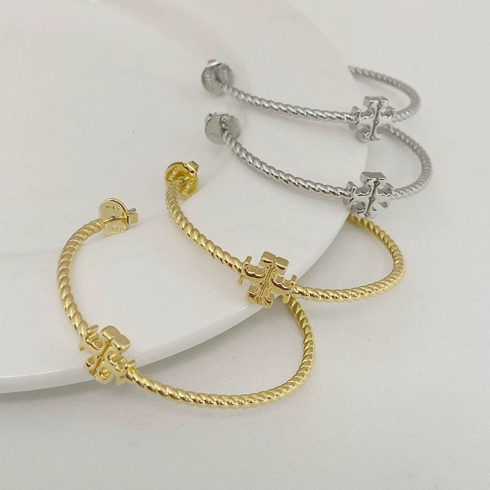 Tory Burch Large Hoop Diamond Earrings Vintage